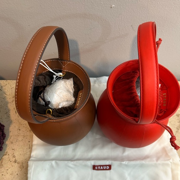 Staud Keaton Red  or brown Leather Bucket Bag or Staud Moreau Macramé Pu… - Picture 12 of 16